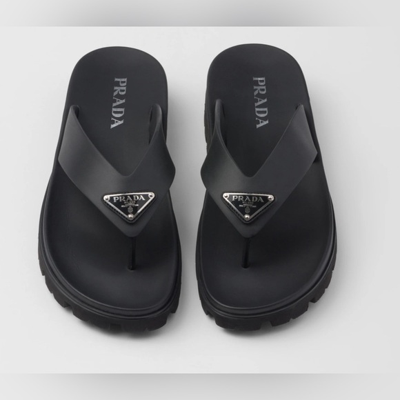 Prada black rubber thong sandals Size 40 (US 10) - Picture 1 of 9